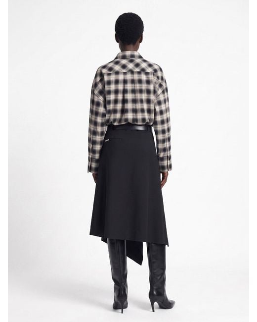 The Attico Gray Classic Plaid Shirt With Asymmetrical Hem