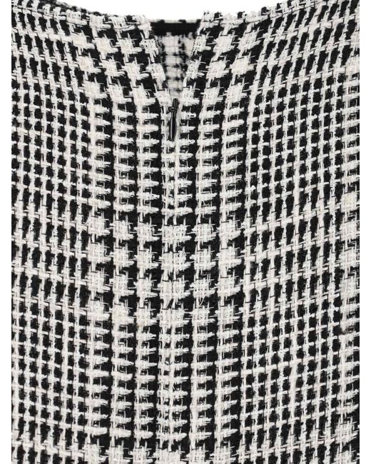 Gianluca Capannolo Gray Houndstooth Foot Midi Dress