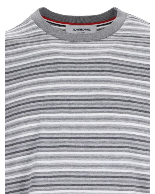T-Shirt A Righe di Thom Browne in Gray da Uomo