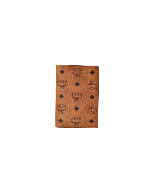 MCM White Monogram Leather Passport Holder for men
