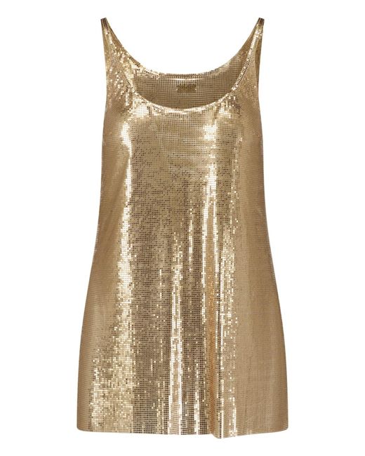 Rabanne Natural Metallic Knit Tank Top