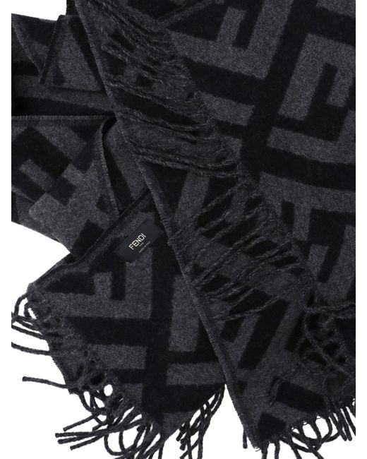 Sciarpa In Cashmere "Ff" di Fendi in Black da Uomo