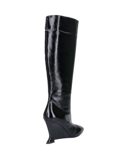 Balmain Black Knee-High Wedge Boots