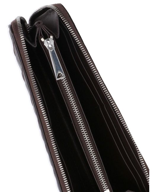 Bottega Veneta Brown 'Intrecciato' Zip Wallet for men