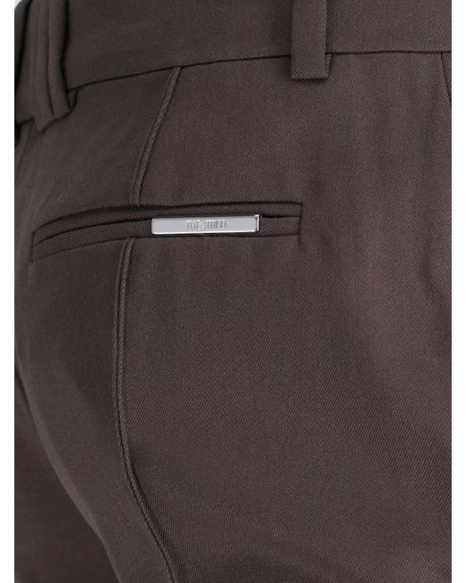 The Attico Gray High-Waisted Bootcut Trousers With Logo Detail