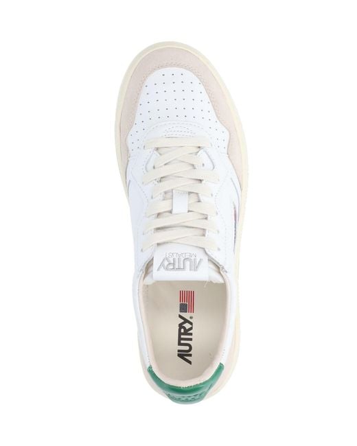 Autry White Low-Top Sneakers With Suede Accents And Embossed Details for men
