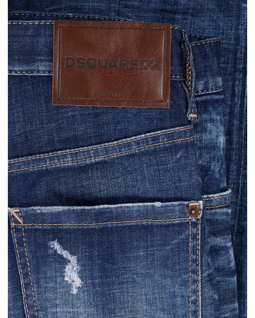 DSquared² Blue Medium-Rise Slim-Fit Distressed Jeans for men