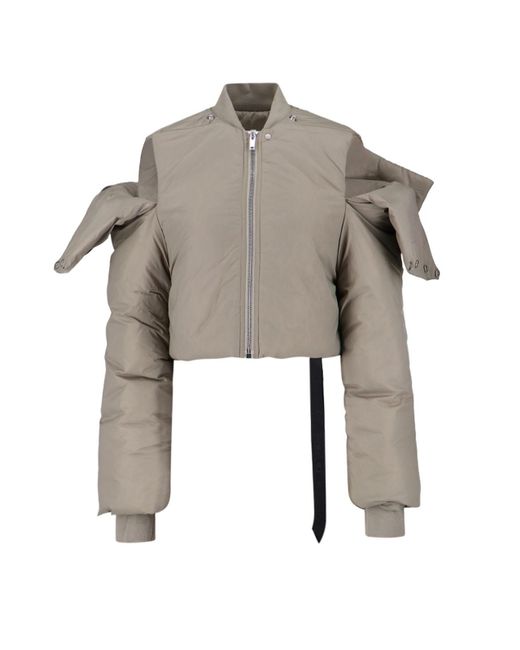 Rick Owens Gray Cropped Padded Down Jacket