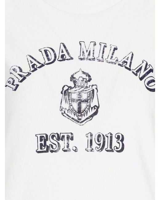 Prada White 100% Cotton T-Shirt