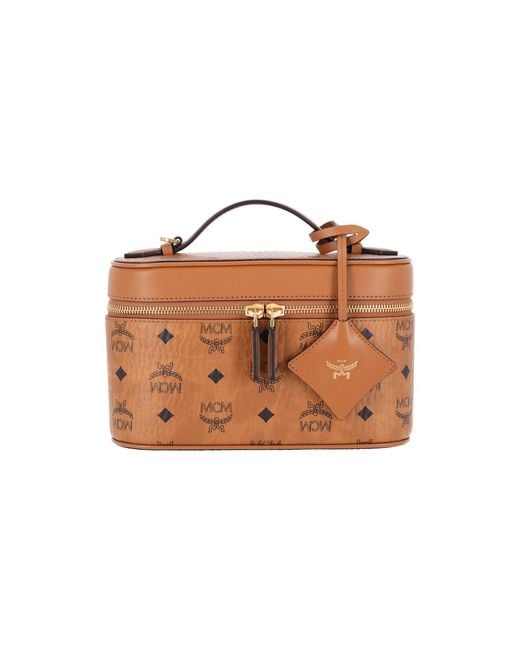 MCM Brown Leather-Trim Crossbody Bag