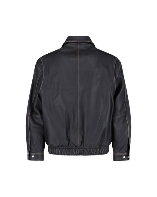 DUNST Blue Lamb Leather Bomber Jacket