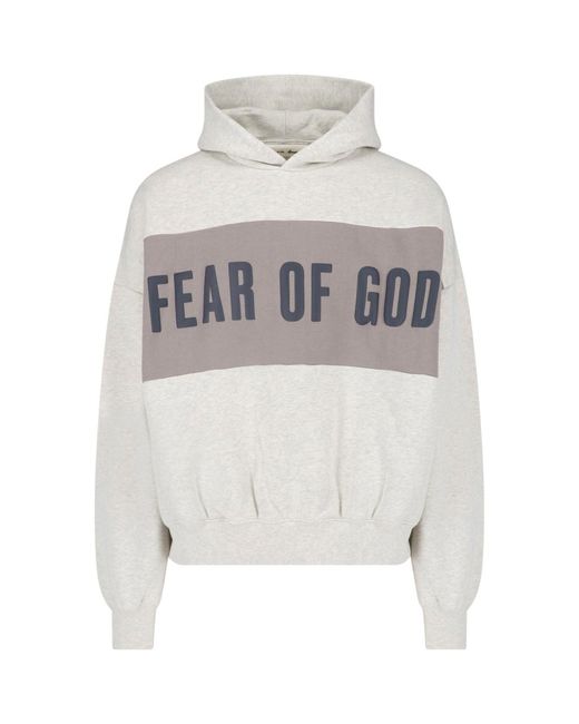 Fear Of God White Hoodie Logo for men