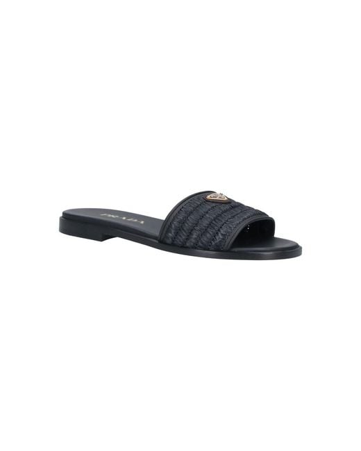Prada Blue Logo Sandals