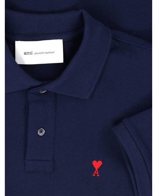 AMI Blue Ami De Caur Polo for men