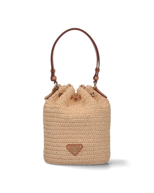 Prada Natural Crochet Bucket Bag