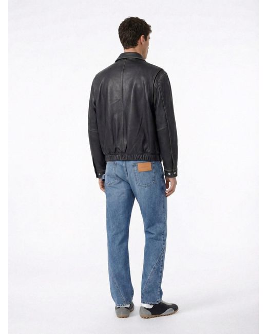 DUNST Blue Lamb Leather Bomber Jacket