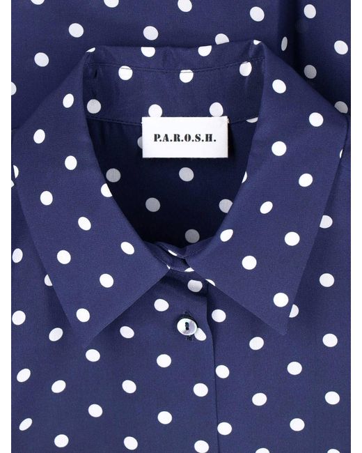 P.A.R.O.S.H. Blue Polka Dot Shirt