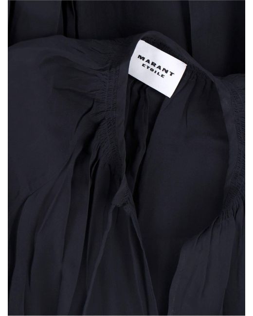 Isabel Marant Blue Semi-Transparent Midi Dress With Drawstring Waist