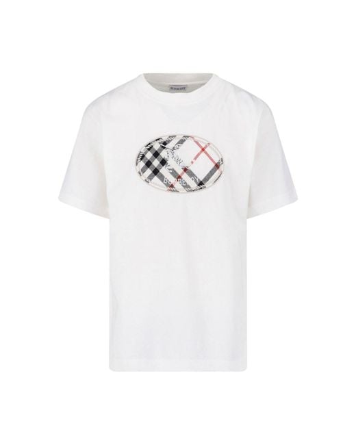 Burberry White T-Shirt "Check" for men