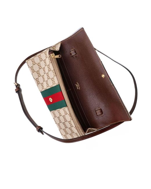 Gucci White Wallet With Shoulder Strap "Horsebit Web"