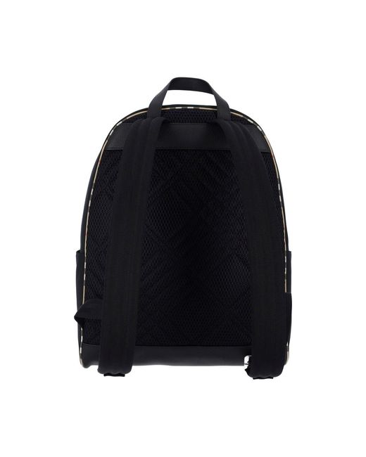 Burberry Blue Backpack With Check Finishes for men