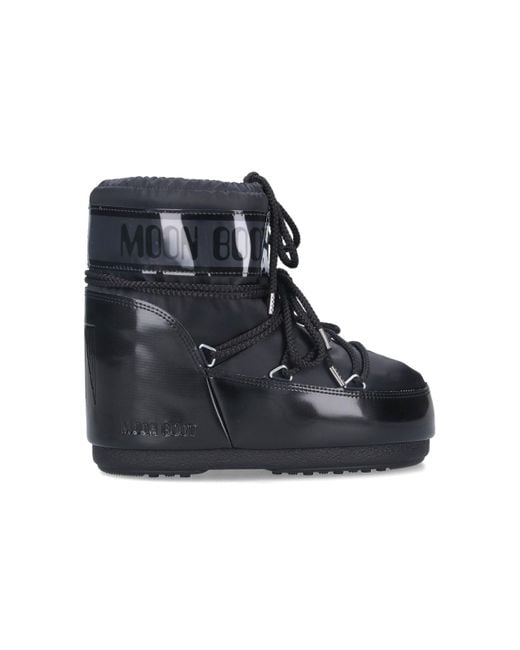 Moon Boot Black Satin Ankle Boots "icon Low Glance"