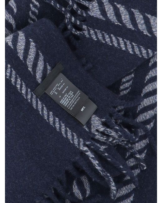 Prada Blue Virgin Wool And Cashmere Scarf for men