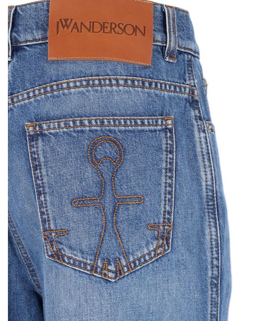 J.W. Anderson Blue Cut-Out Detail Denim Jeans With Wide Legs