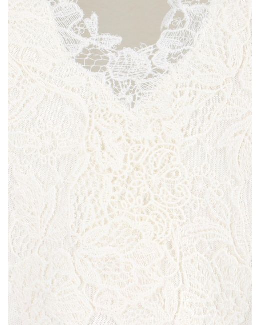 Ermanno Scervino White Lace Detail Blouse