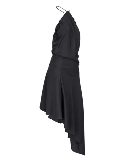 The Attico Black Asymmetrical Midi Dress