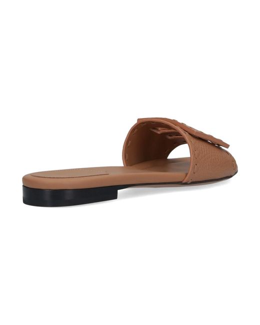 Fendi White Slides Sandals "Baguette"
