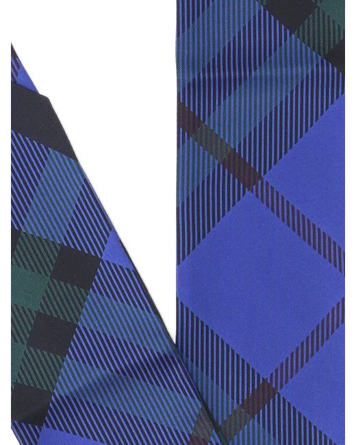 Burberry Blue 'check' Thin Scarf