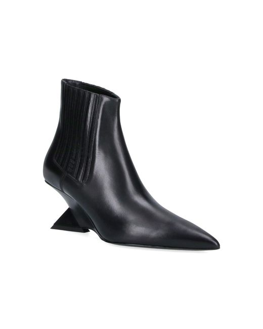 The Attico Black Sleek Ankle Boots With Sculpted Heel