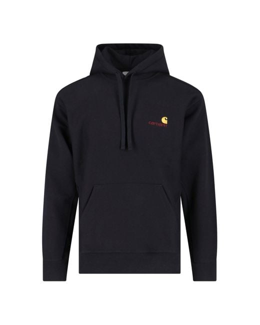 Carhartt Blue American Script Sweatshirt With Fixed Hood And Kangaroo Pocket For for men