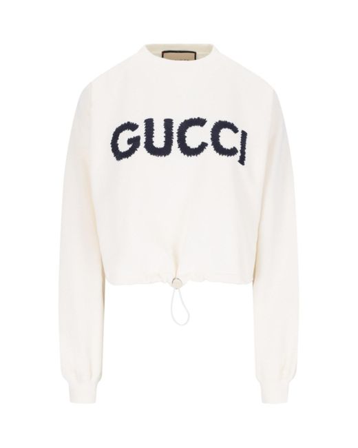Felpa Girocollo Logo di Gucci in White