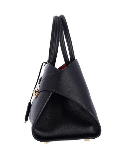 Ferragamo Black Medium Two-Tone Handbag "Hug"