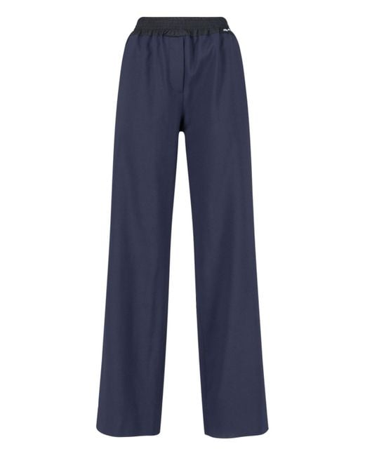 Miu Miu Blue Virgin Wool Logo Pants