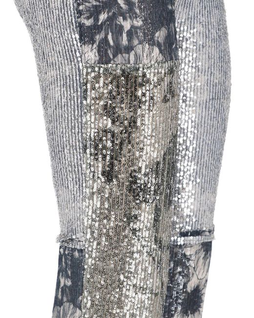 Maison Margiela Gray Monochrome Patchwork Floral Sequin Trousers