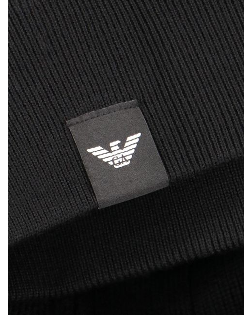 Emporio Armani Black Knitted Zip Cardigan for men