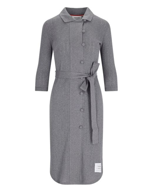 Thom Browne Gray Wool Midi Dress
