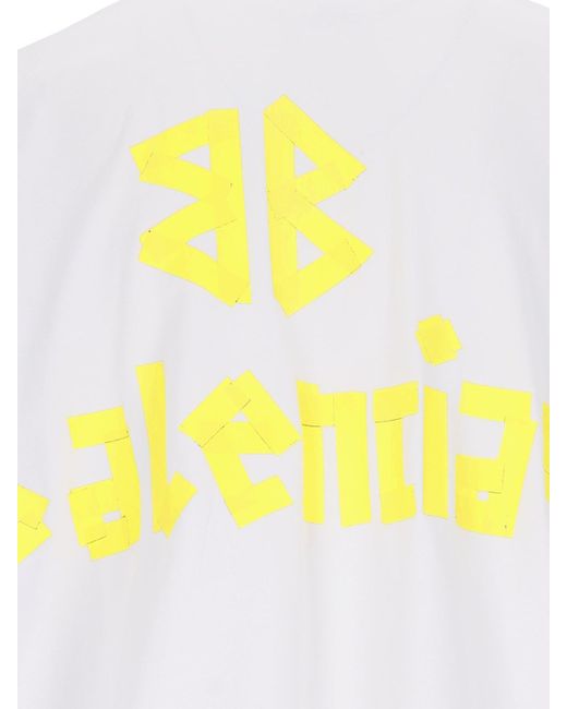 T-Shirt "Tape Type" di Balenciaga in White da Uomo