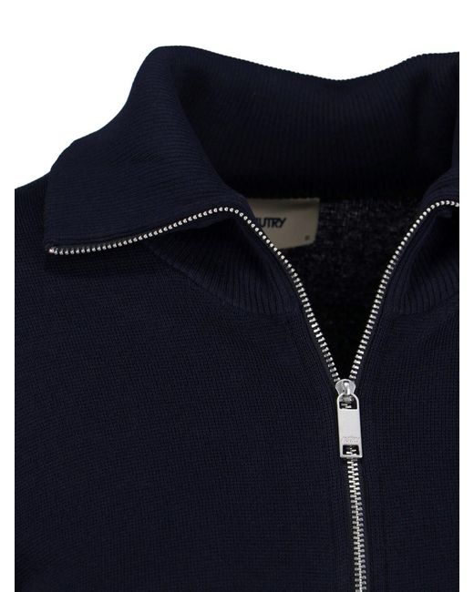 Autry Blue Viscose Blend Zip Sweatshirt