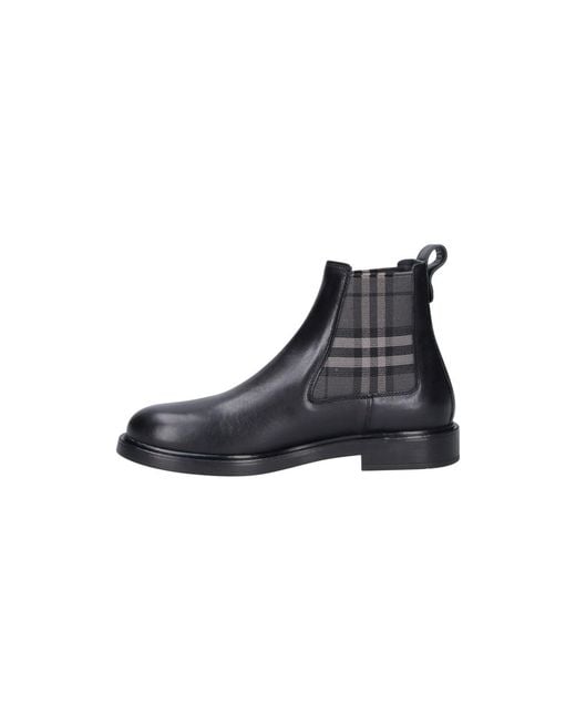 Burberry Blue Calf Leather And Rubber Boots for men