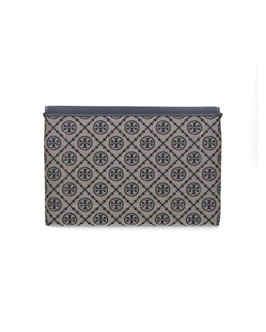 Pouch Con Catena "T-Monogram" di Tory Burch in Blue