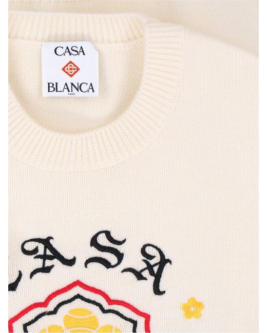 Casablanca White Emblem Sweater Cream for men