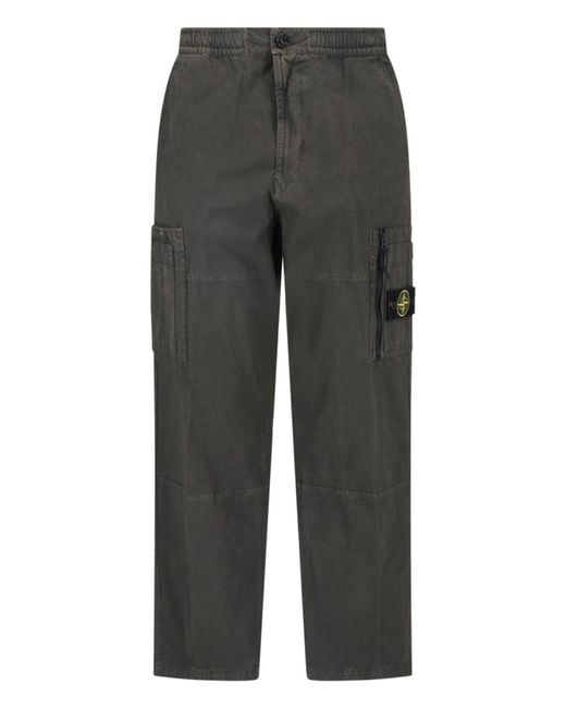 Stone Island Gray Pants “3100015 Organic Cotton Ripstop” for men