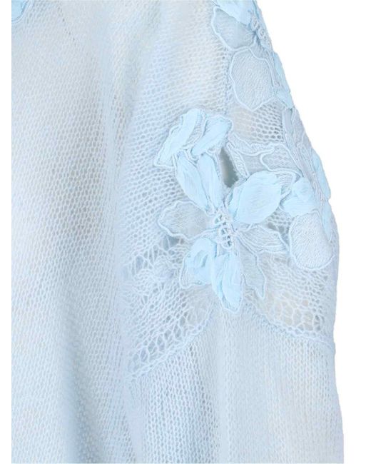 Top Con Applicazioni Floreali di Ermanno Scervino in Blue