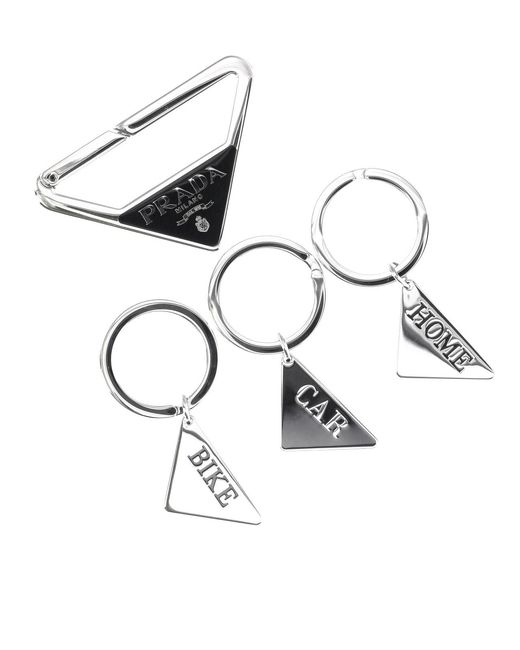 Prada White Keychain Logo for men