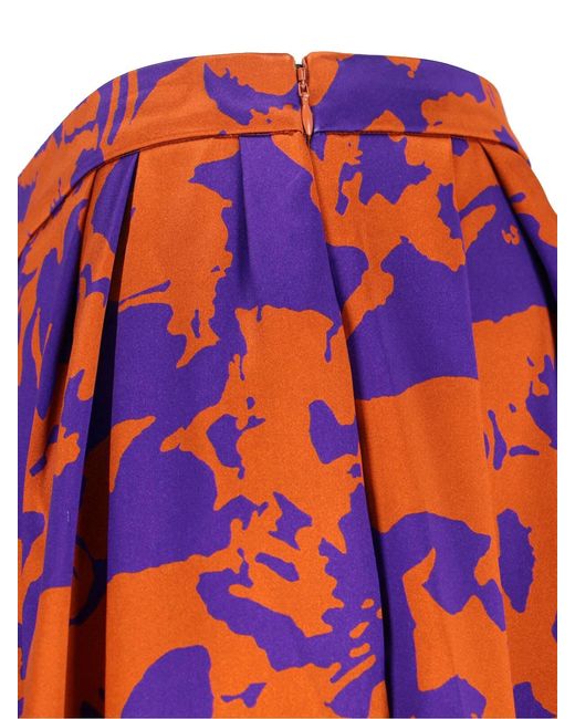 Dries Van Noten Red Flowing Skirt With Smooth Texture