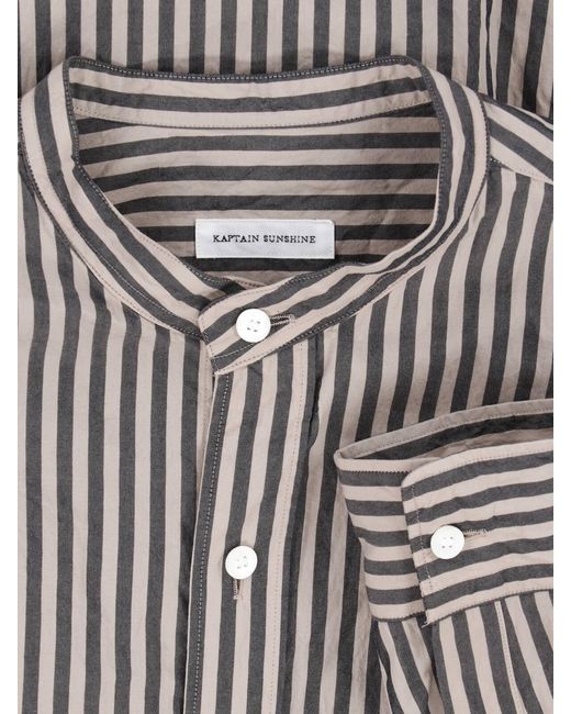 Kaptain Sunshine Gray Striped Shirt for men